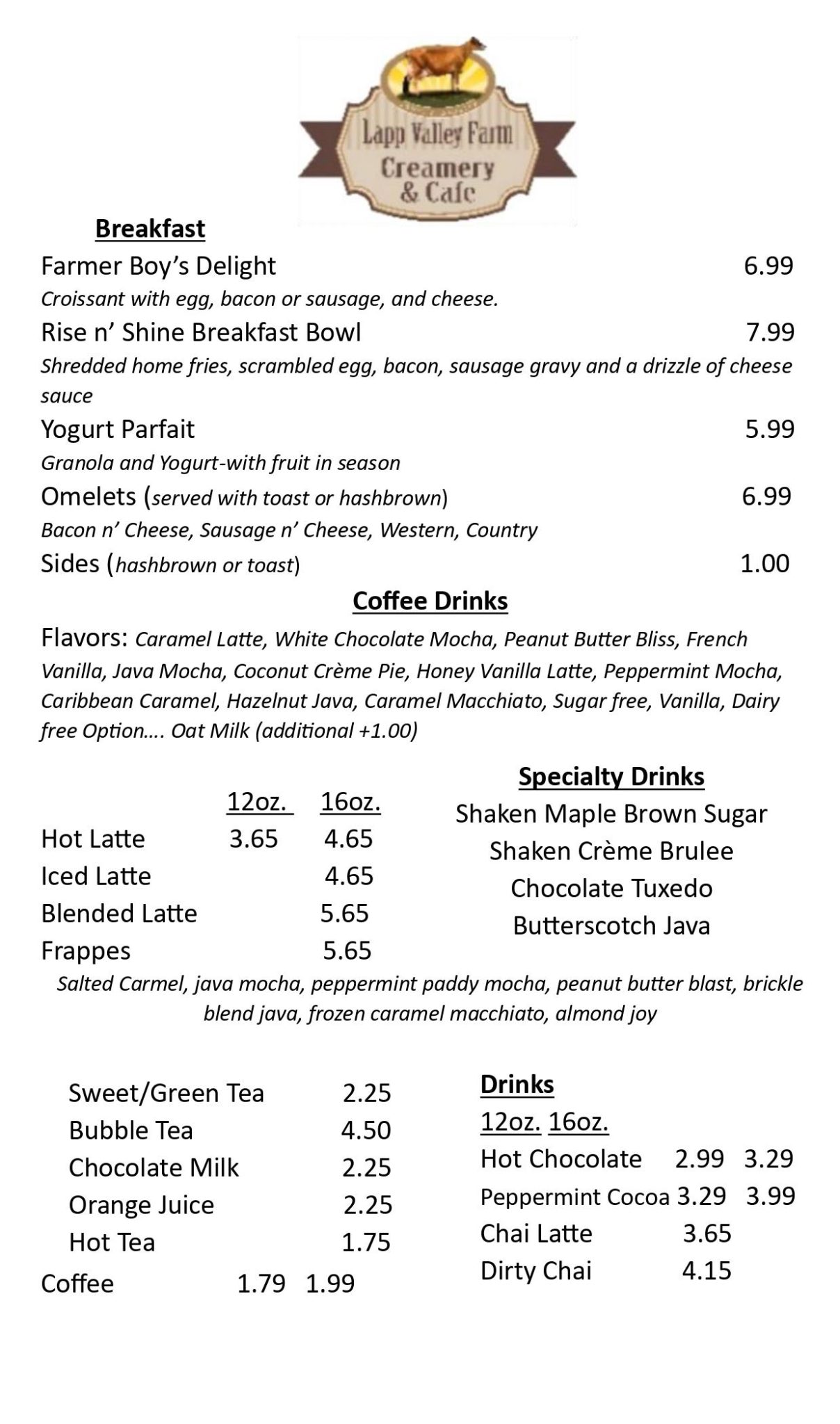 Delicious ice cream drinks in lancaster county lapp valley farm